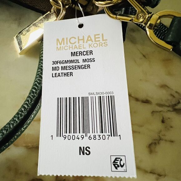 MICHAEL KORS Mercer Moss Green Leather Medium Messenger Crossbody Bag - Picture 12 of 12